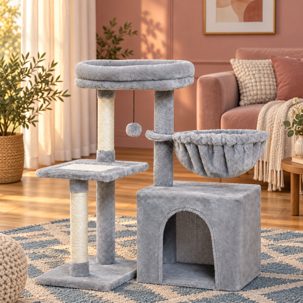 Neko Chibi – Petit arbre à chat modèle C – 80 cm dans un intérieur