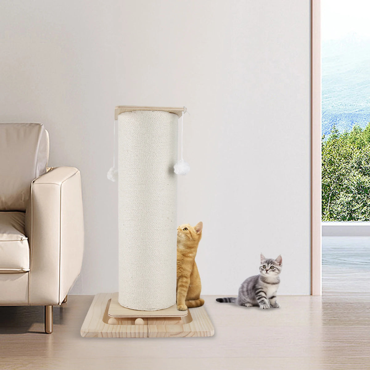 Neko Nobori – Poteau griffoir en bois et sisal 60 ou 80 cm – vue produit 7