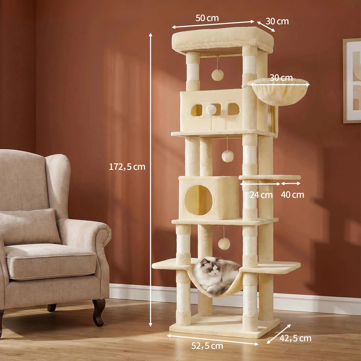 Neko Oki – Arbre à chat 170 cm avec tapis lavable – vue 5