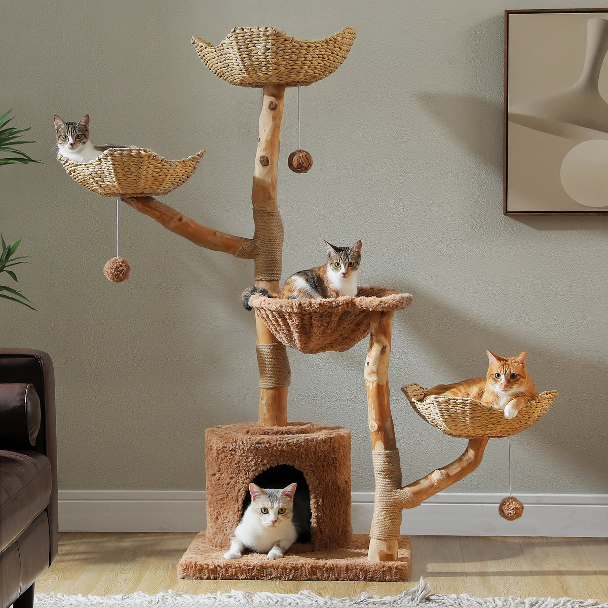 Neko Hana – Arbre à chat avec paniers tressés 150 cm – vue 6