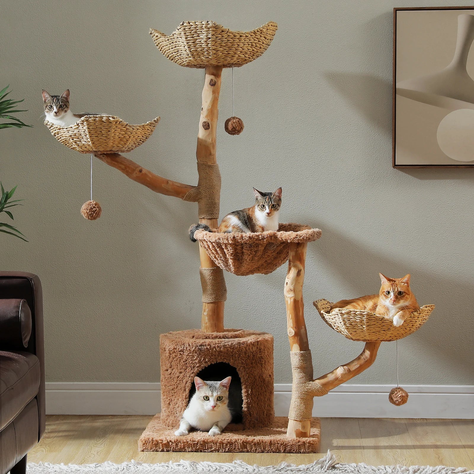 Neko Hana – Arbre à chat avec paniers tressés 150 cm – vue 6