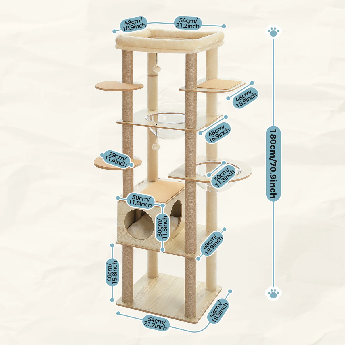 Neko Hayashi – Arbre à chat multi-niveaux 130 à 180 cm – vue produit 13