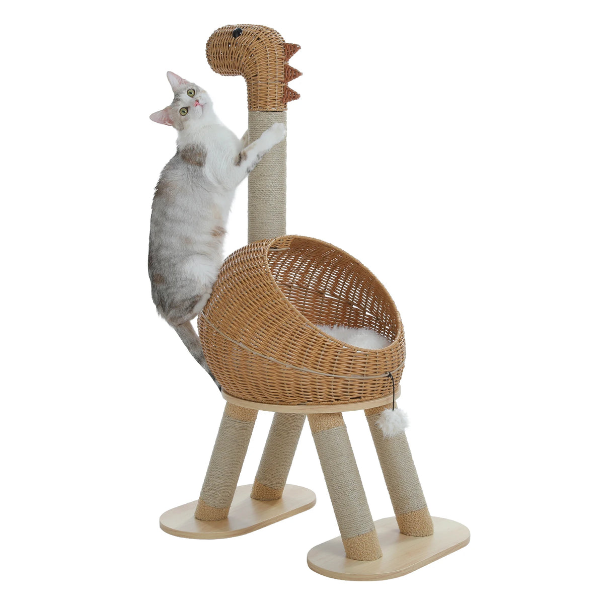 Neko Ryū – Arbre à chat design en rotin 116 cm – vue produit 3