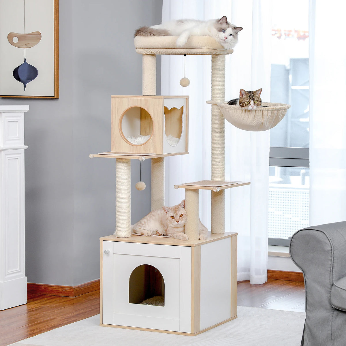 Neko Hayashi – Arbre à chat multi-niveaux 130 à 180 cm – vue produit 11
