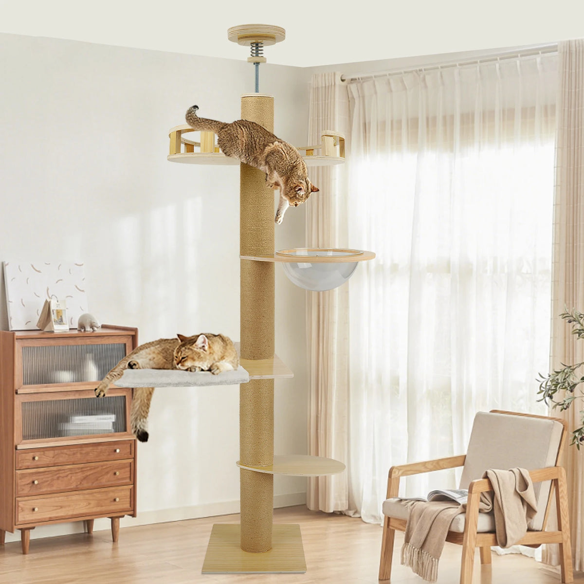 Neko Hinoki – Arbre à chat minimaliste en bois – vue 2
