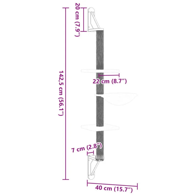 Neko Mado – Arbre à chat mural 142,5 cm – vue produit 4