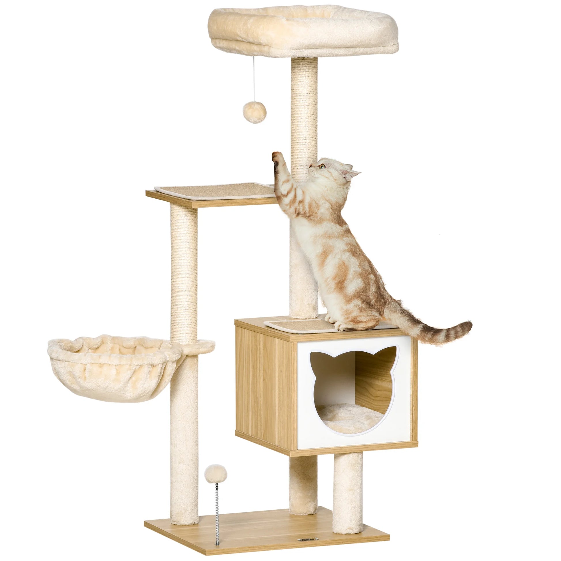 Neko Nagi – Arbre à chat compact 126 cm avec niche et hamac – vue produit 5
