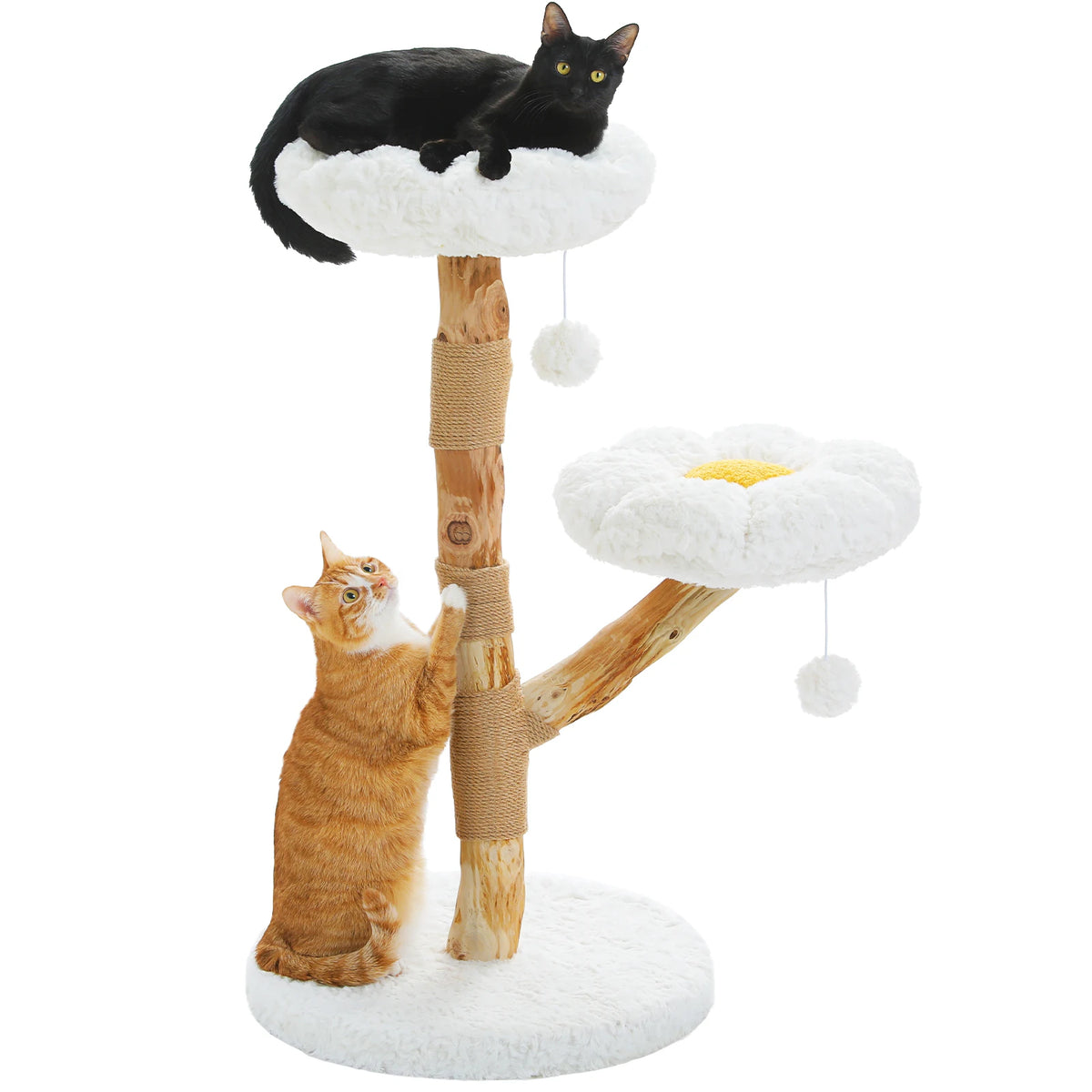 Neko Moku – Arbre à chat en bois et rotin à 3 niveaux – vue produit 6