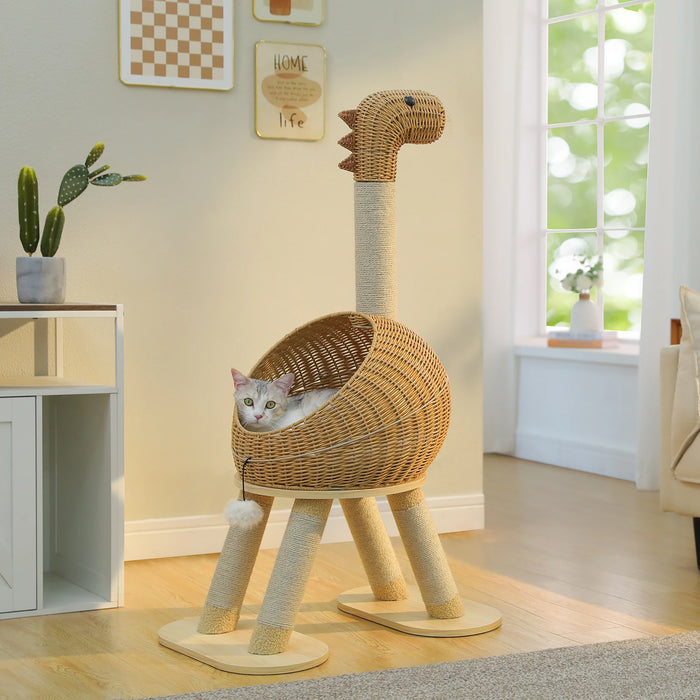 Neko Ryū – Arbre à chat design en rotin 116 cm – vue produit 2