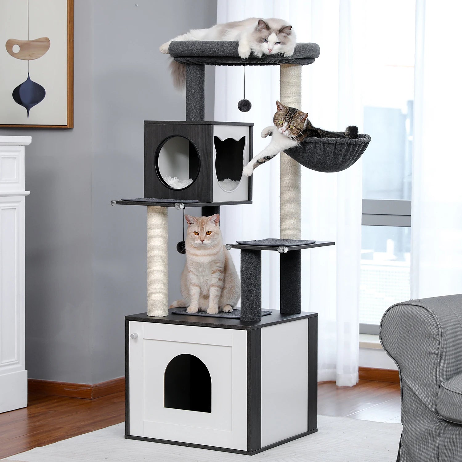 Neko Hayashi – Arbre à chat multi-niveaux 130 à 180 cm – vue produit 10