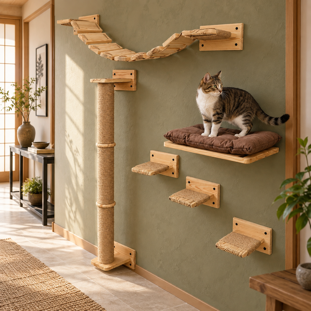 Neko Kumo – Parcours mural modulable pour chat dans un décor japonais
