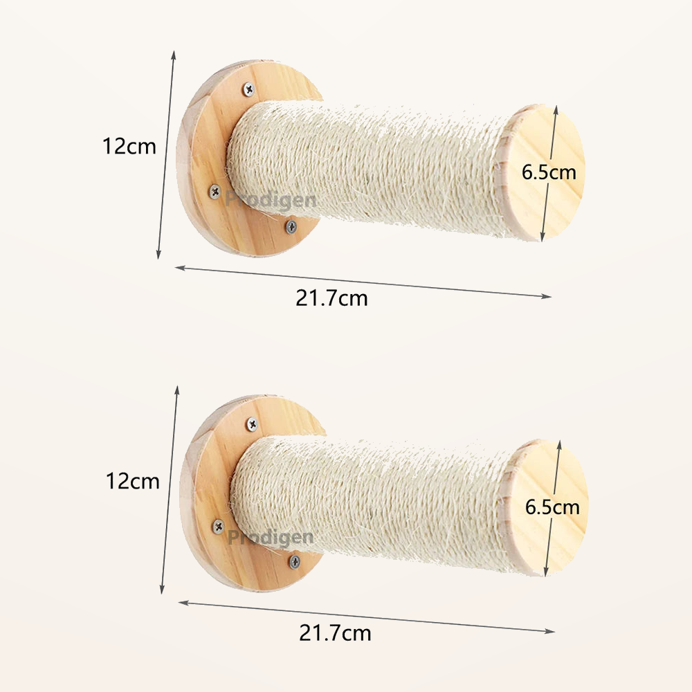 Neko Kumo – Parcours mural modulable pour chat – Lot de 2 griffoirs A – fond beige avec dimensions