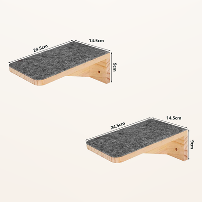 Neko Kumo – Parcours mural modulable pour chat – Lot de 2 marches en feutre – fond beige avec dimensions