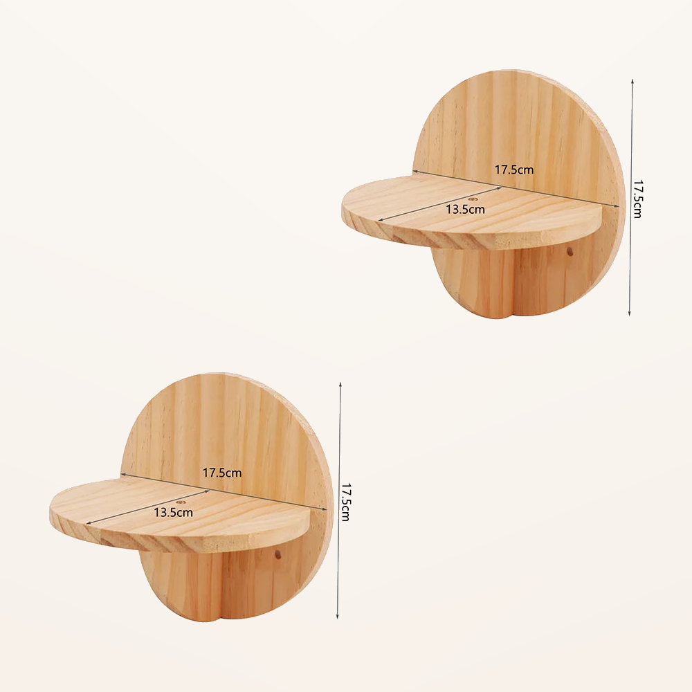 Neko Kumo – Parcours mural modulable pour chat – Lot de 2 marches rondes – fond beige avec dimensions