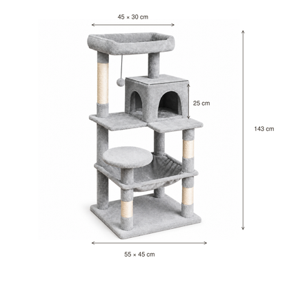Neko Asobi — hauteur 143 cm, base 55 × 45 cm, couchage 45 × 30 cm