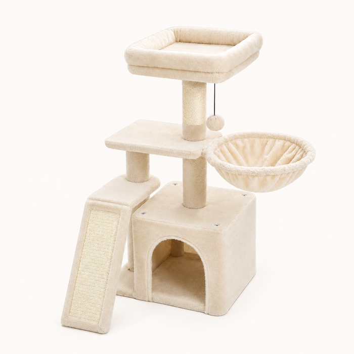 Neko Chibi – Petit arbre à chat avec hamac – Modèle A, 80 cm — Modèle A – Beige — vue harmonisée