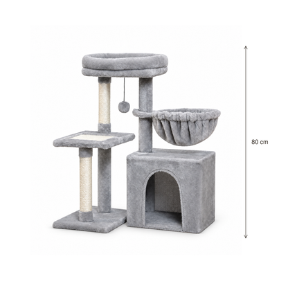 Neko Chibi – Petit arbre à chat modèle C – 80 cm — dimensions
