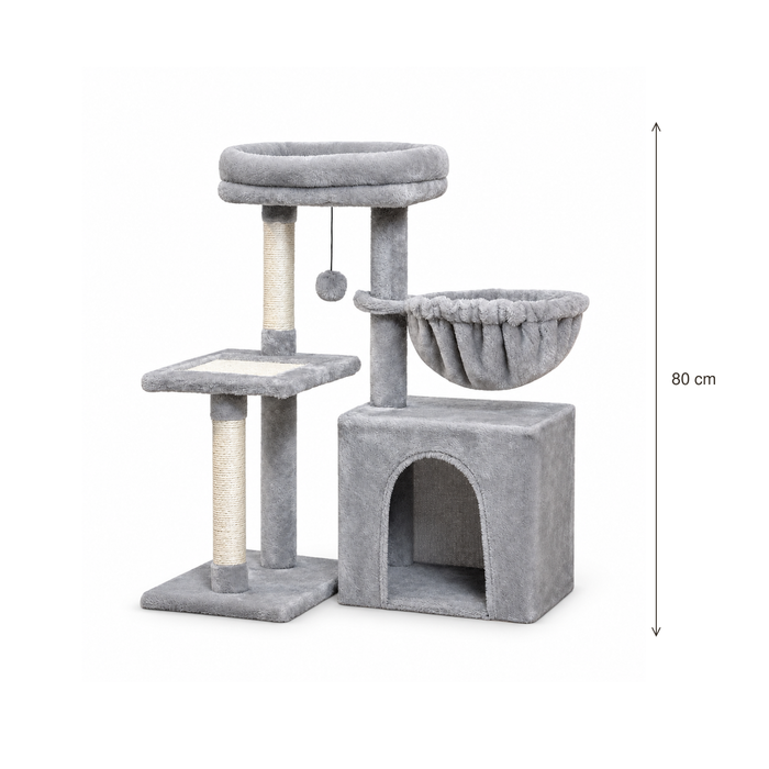 Neko Chibi – Petit arbre à chat modèle C – 80 cm — dimensions