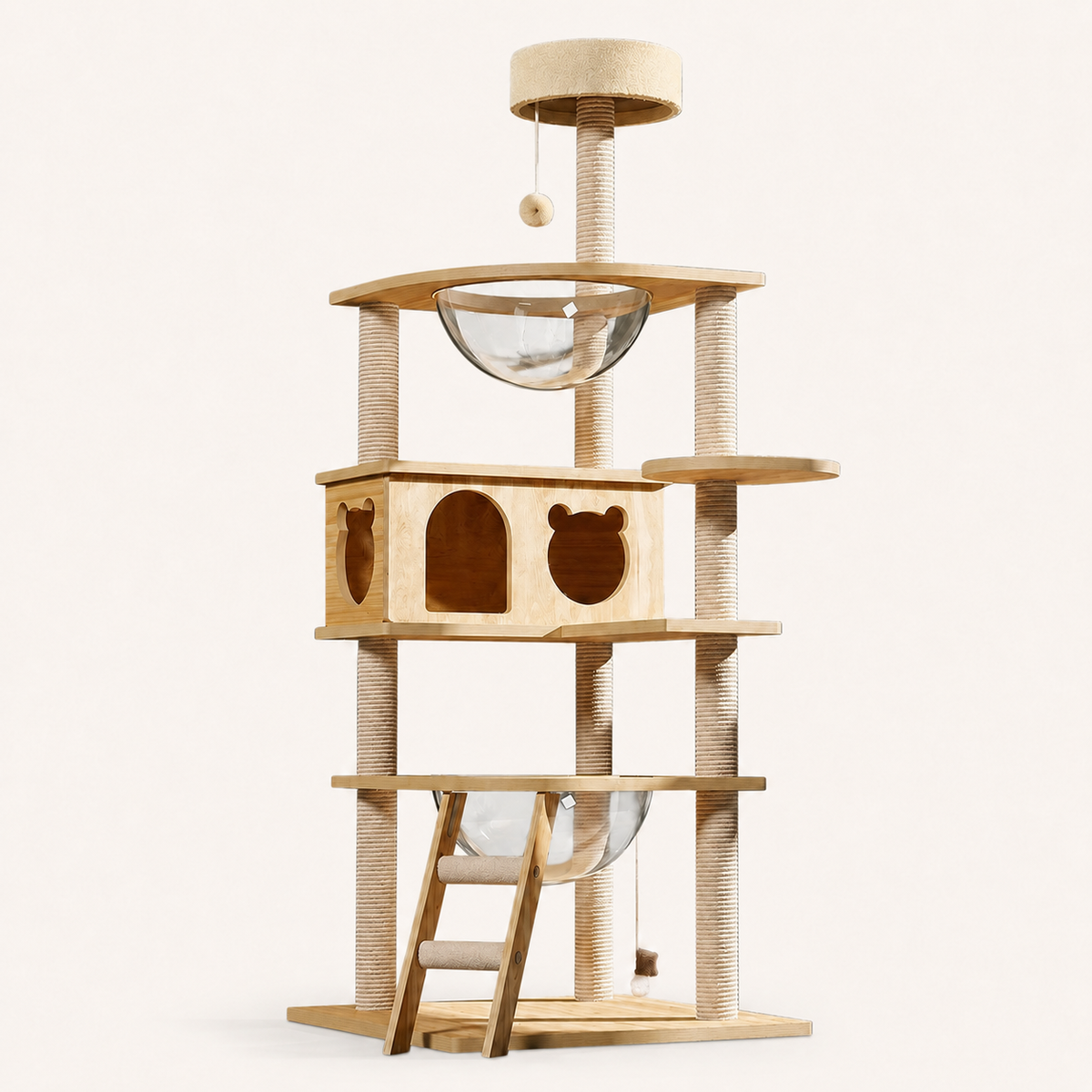 Neko Ki – Arbre à chat en bois 4 à 6 niveaux – 6 niveaux – Modèle 3 – produit seul sur fond beige