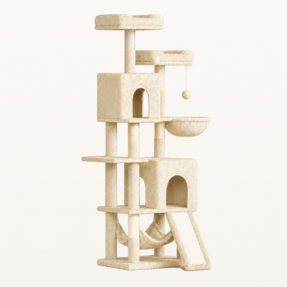 Neko Fuji – Arbre à chat 158 cm avec deux niches — Jaune — vue harmonisée