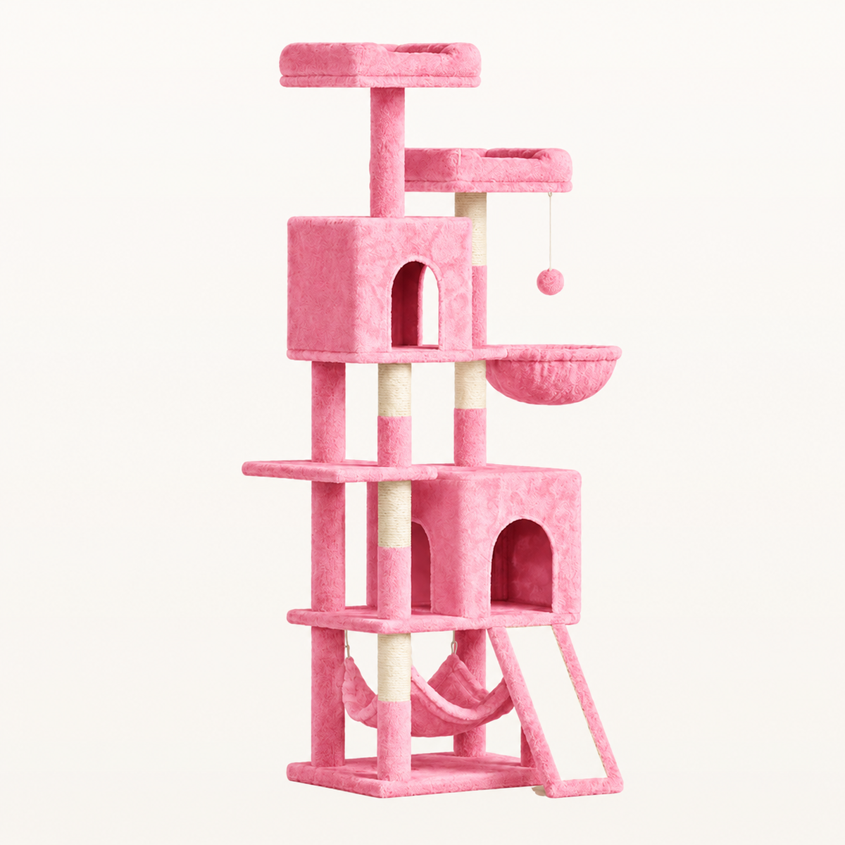 Neko Fuji – Arbre à chat 158 cm avec deux niches — Rose — vue harmonisée
