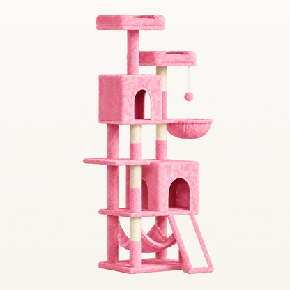 Neko Fuji – Arbre à chat 158 cm avec deux niches — Rose — vue harmonisée