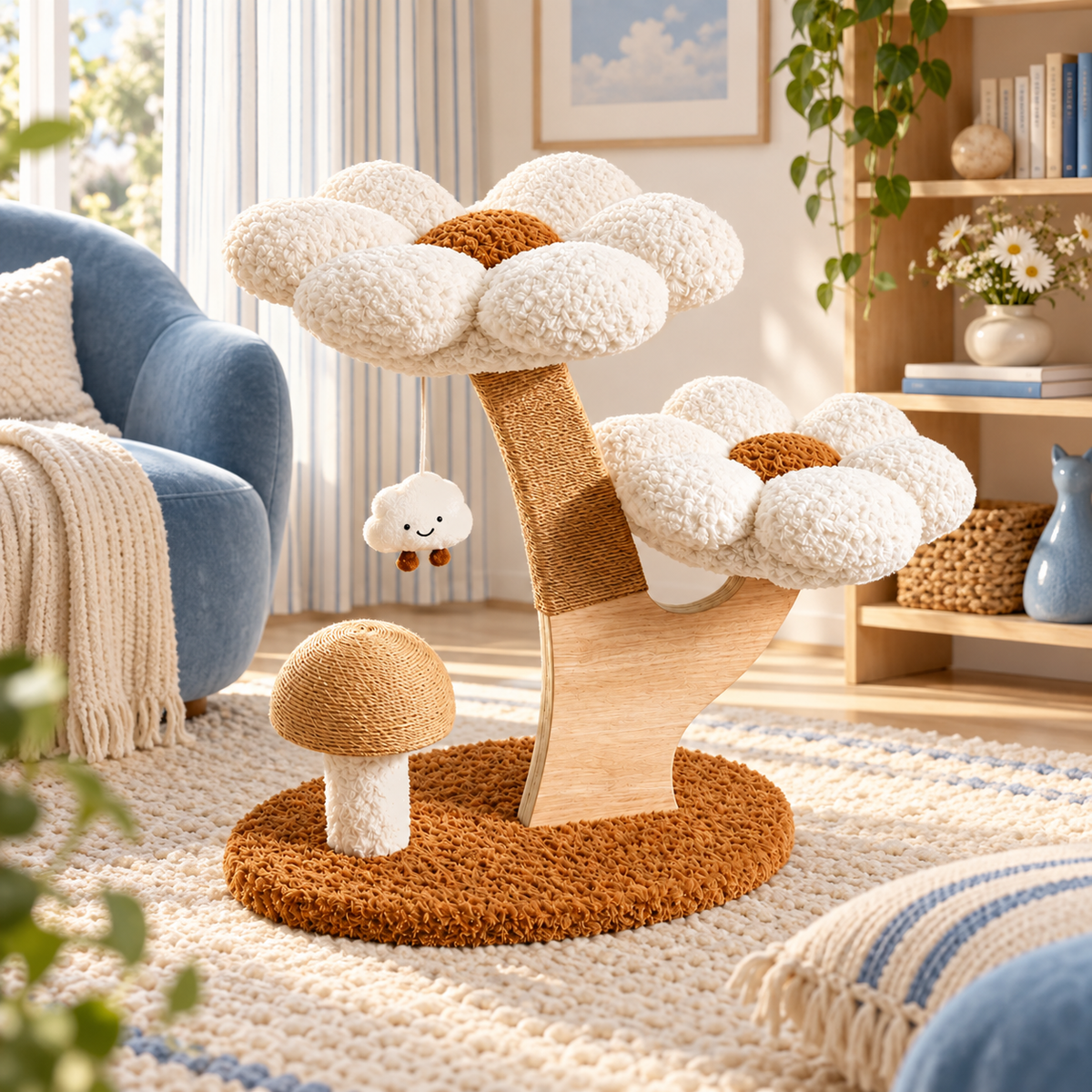 Neko Hanami – Arbre à chat fleuri 2 niveaux – 72 cm — ambiance 2