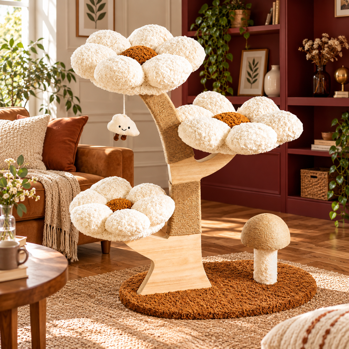 Neko Hanami – Arbre à chat fleuri 3 niveaux – 90 cm — ambiance 2