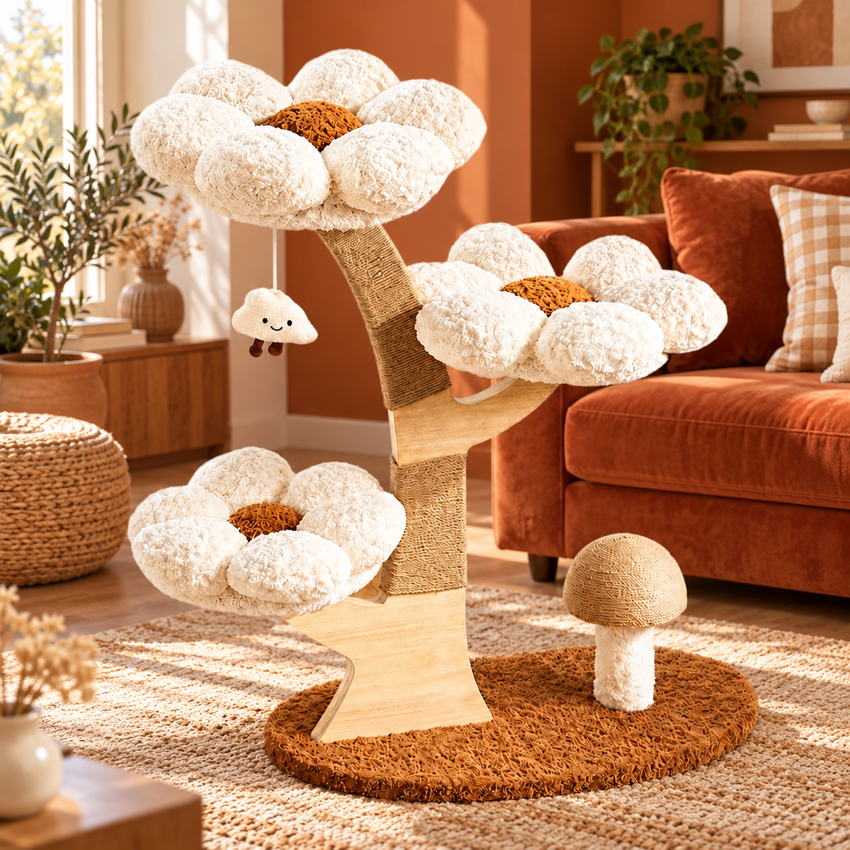Neko Hanami – Arbre à chat fleuri 3 niveaux – 90 cm — ambiance 3