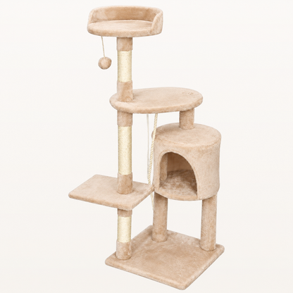 Neko Hoshi – Arbre à chat avec niche et perchoirs – 112 cm — Beige — vue harmonisée