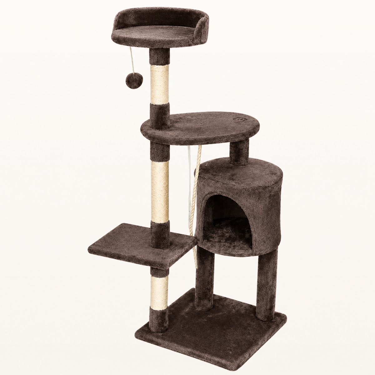 Neko Hoshi – Arbre à chat avec niche et perchoirs – 112 cm — Brun foncé — vue harmonisée
