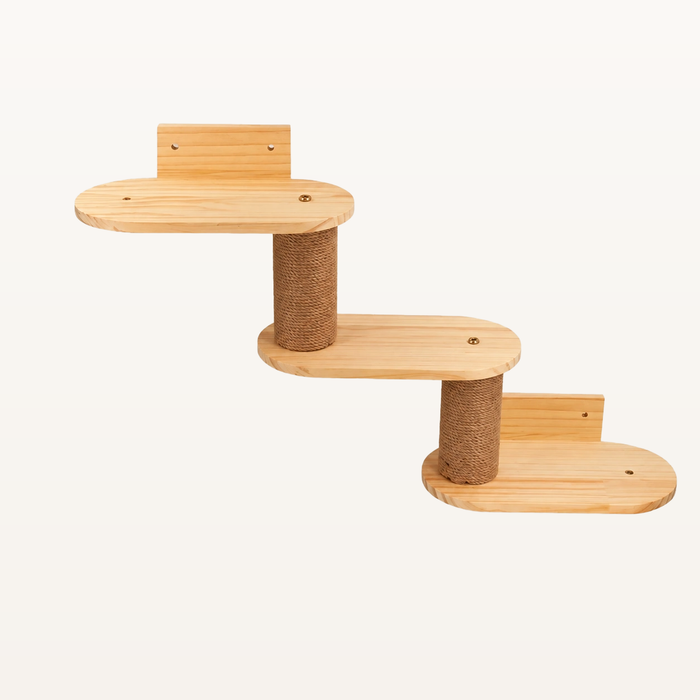 Neko Kabe Natural – Échelle triple – module mural sur fond beige