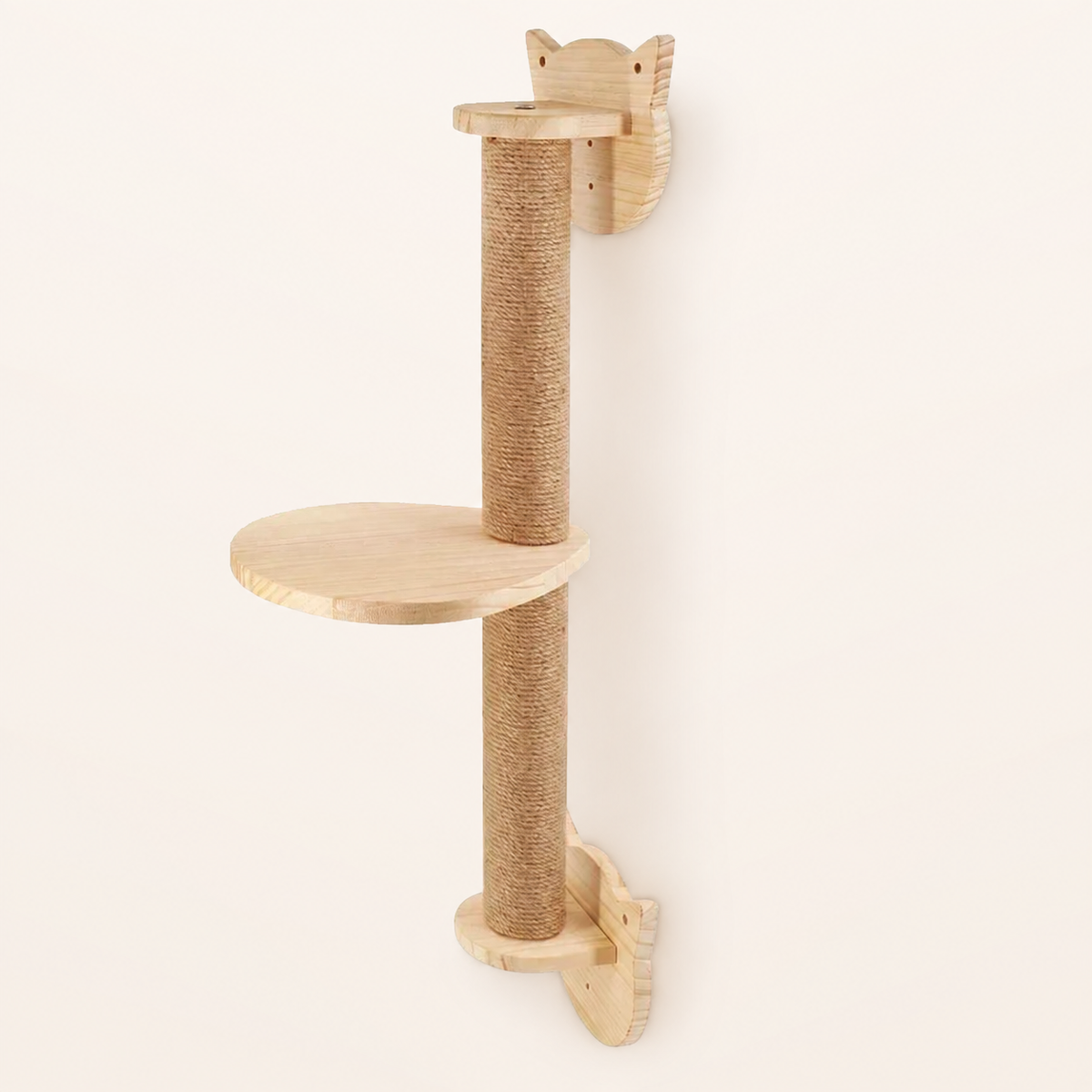Neko Kabe Natural – Plateforme tête de chat – module mural sur fond beige