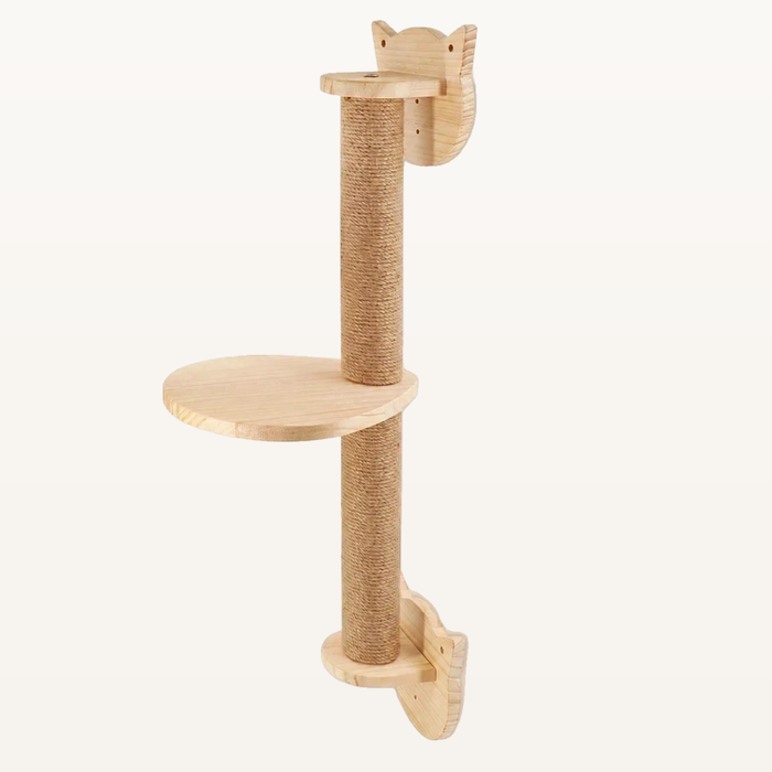 Neko Kabe Natural – Plateforme tête de chat – module mural sur fond beige