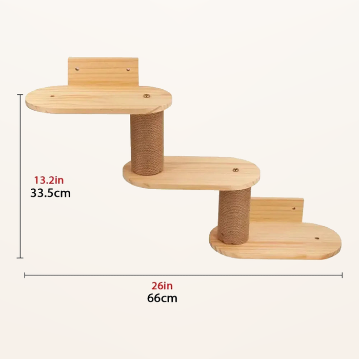 Neko Kabe Natural – Modules muraux en bois et hamac – Échelle triple – dimensions