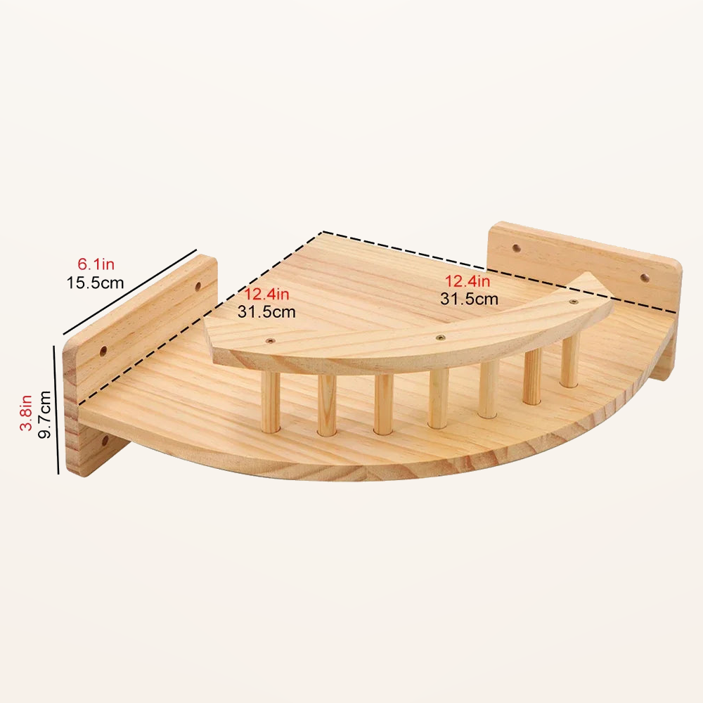 Neko Kabe Natural – Modules muraux en bois et hamac – Perchoir d’angle – dimensions