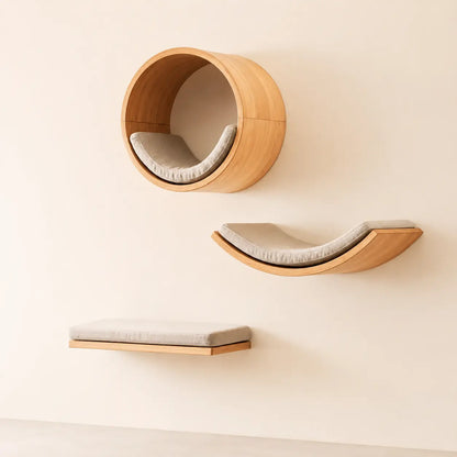 Neko Kabe Natural – Modules muraux en bois et hamac