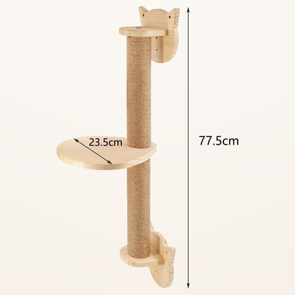 Neko Kabe Natural – Modules muraux en bois et hamac – Plateforme tête de chat – dimensions