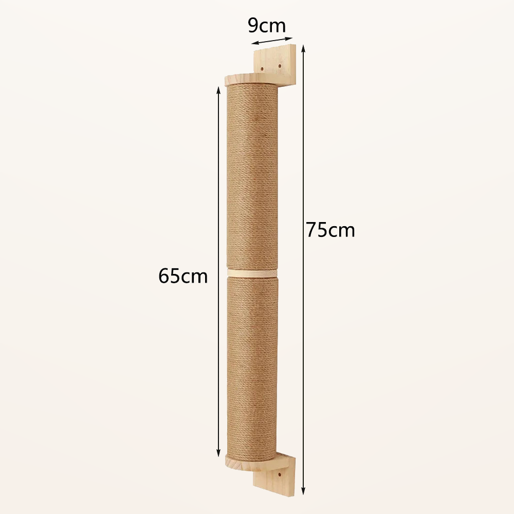 Neko Kabe – Parcours mural en bois et sisal – Poteau griffoir – 65 cm – dimensions