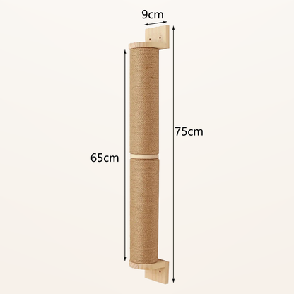 Neko Kabe – Parcours mural en bois et sisal – Poteau griffoir – 65 cm – dimensions