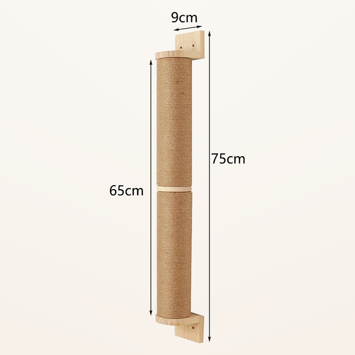 Neko Kabe – Parcours mural en bois et sisal – Poteau griffoir – 65 cm – dimensions