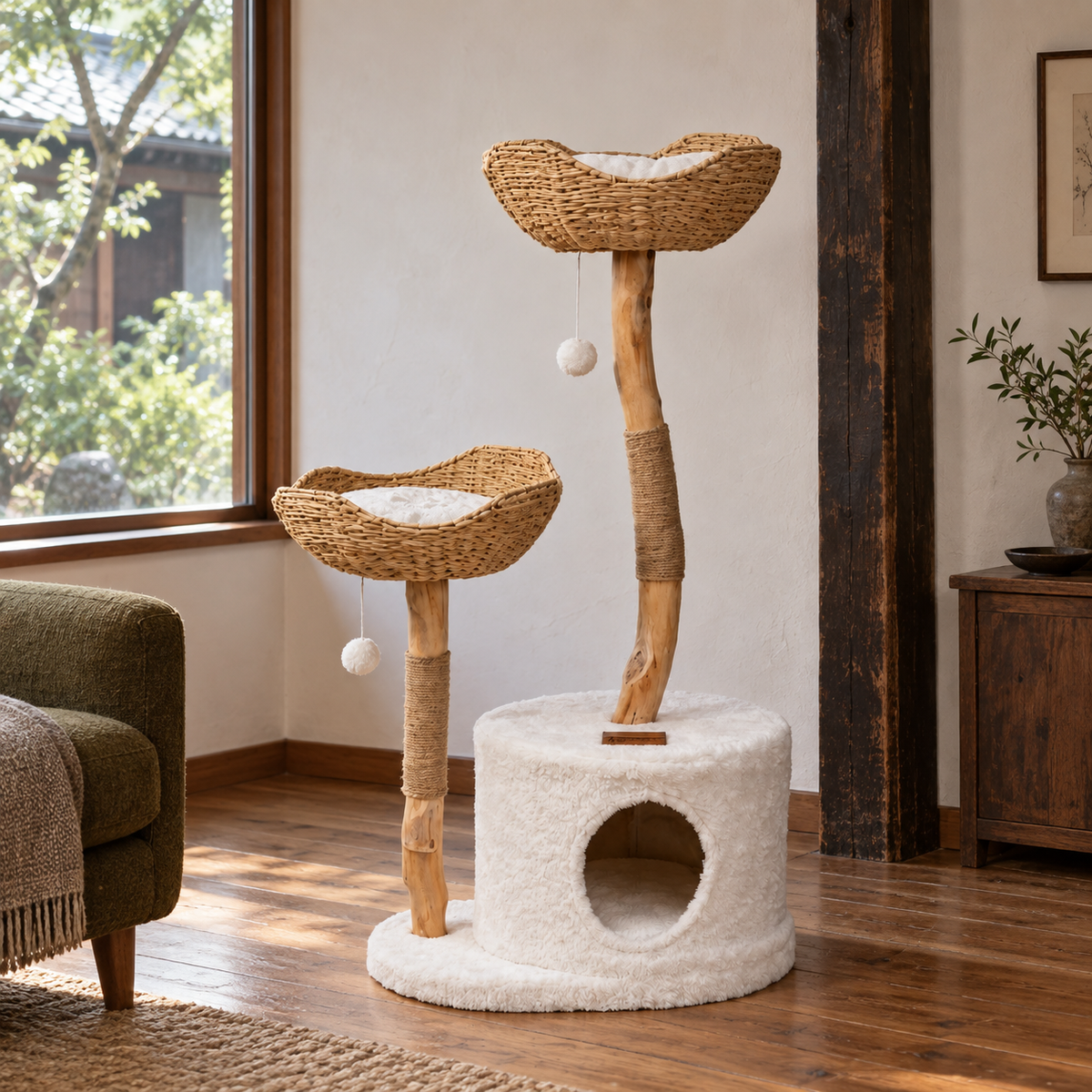 Neko Kago — configuration photographiée mise en situation dans un intérieur d’inspiration japonaise