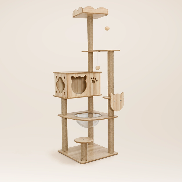Neko Ki – Arbre à chat en bois 5 niveaux – Modèle 2 – 165 cm