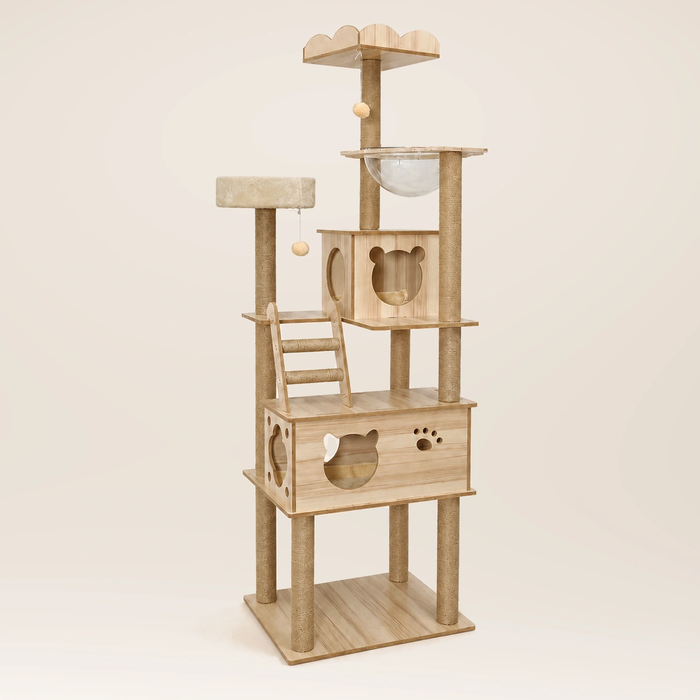 Neko Ki – Arbre à chat en bois 6 niveaux – Modèle 1 – 185 cm