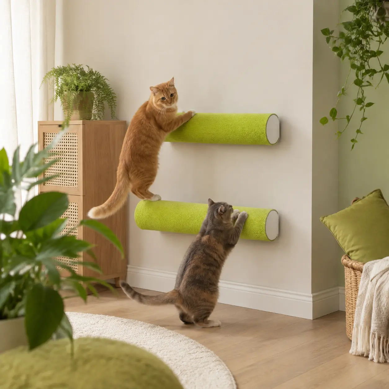 Neko Kizu – Griffoir mural adhésif dans un intérieur coordonné avec chats