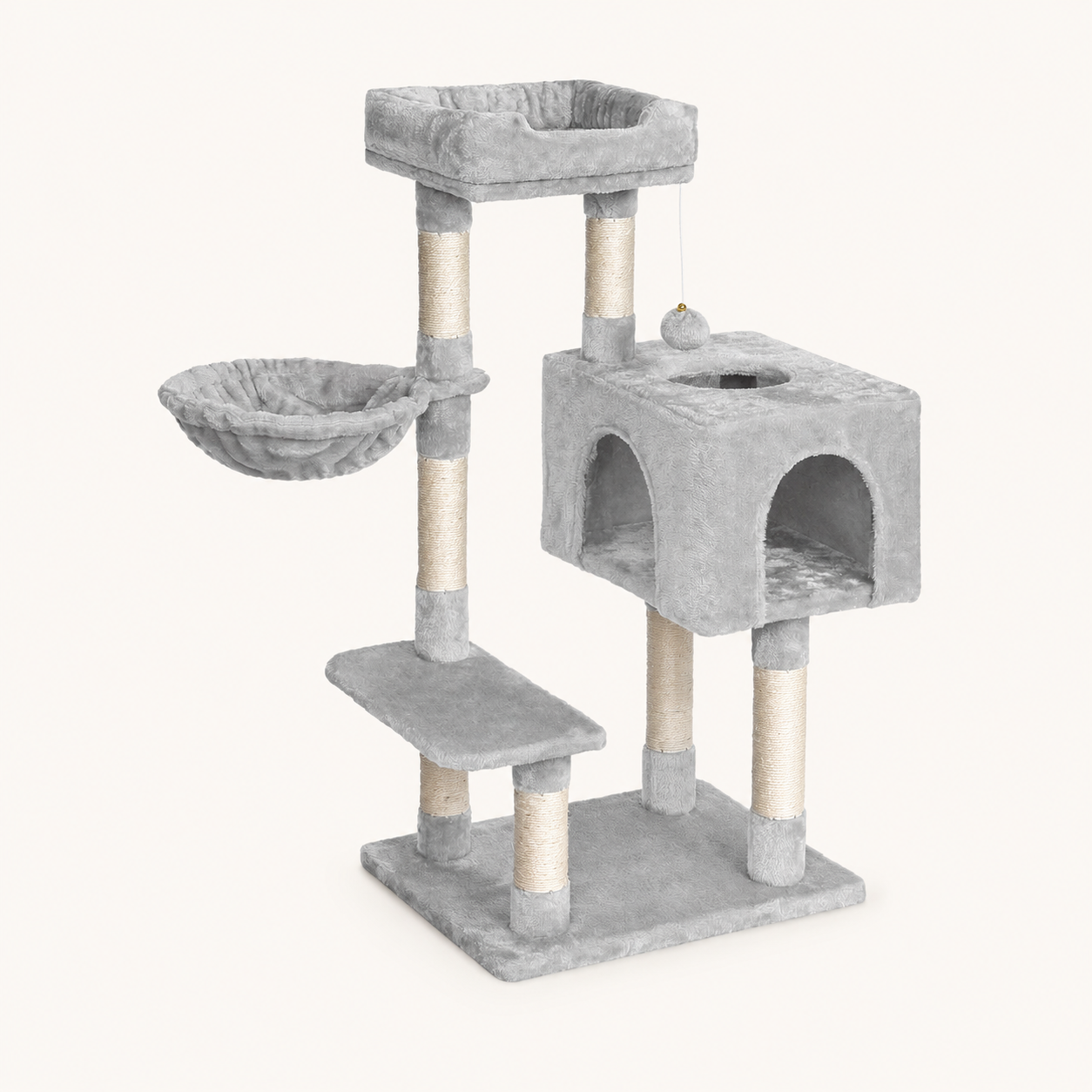 Neko Koya – Arbre à chat compact 100 cm – Gris clair – photo principale