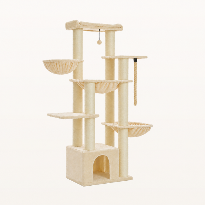 Neko Kuma – Arbre à chat XXL 170 cm — Beige — vue harmonisée