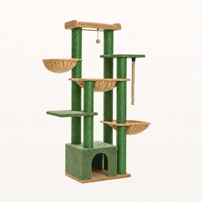 Neko Kuma – Arbre à chat XXL 170 cm — Vert — vue harmonisée