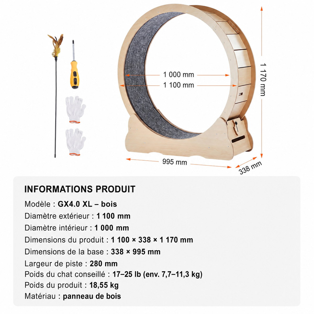 Dimensions Neko Kuruma 110 cm bois en français