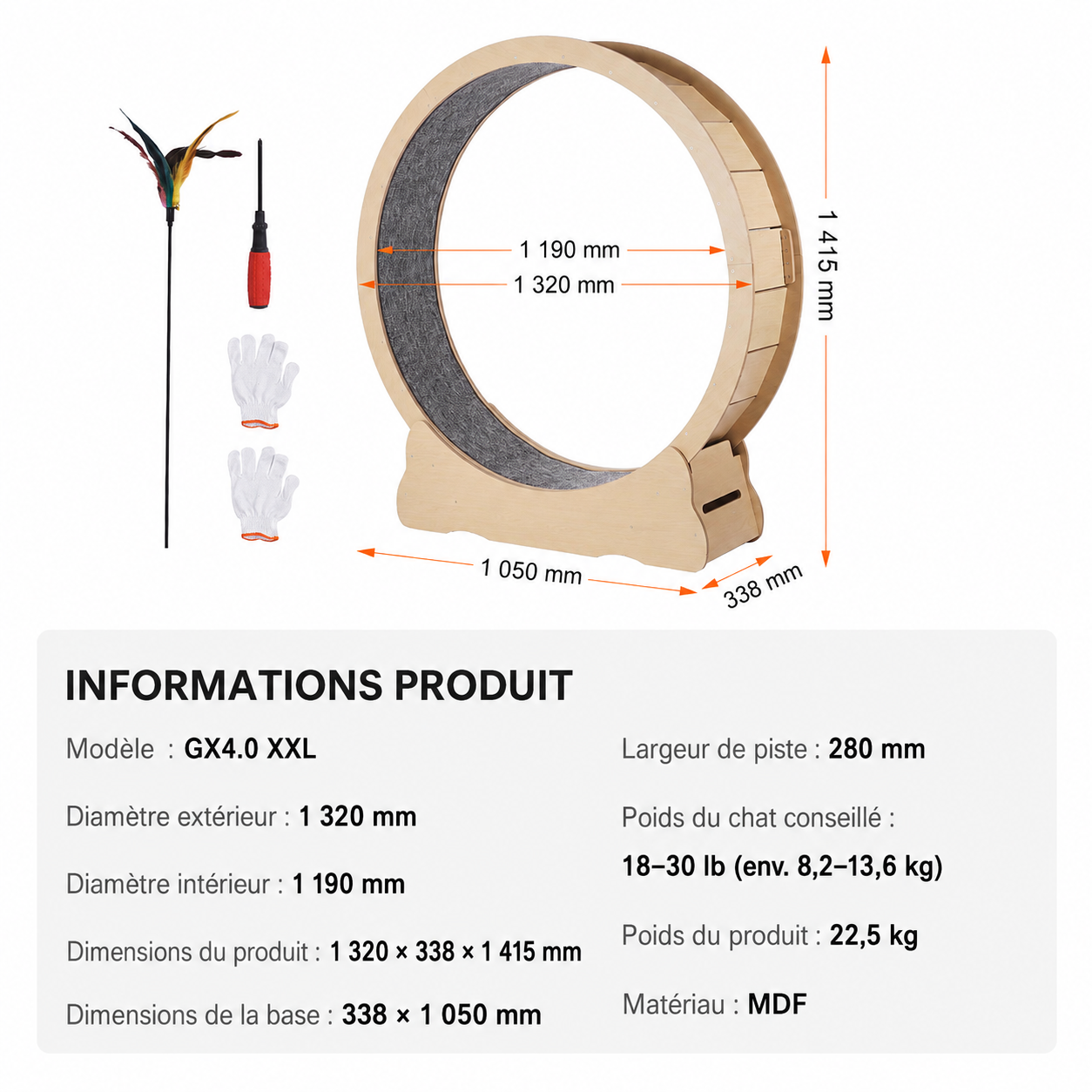 Dimensions Neko Kuruma 132 cm en français